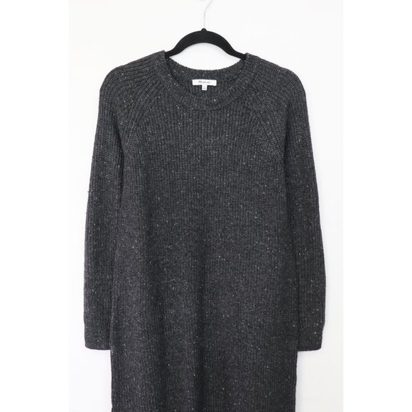Madewell Curved Hem Sweater Dress Donegal Thunder Heather Gray Size Medium - Picture 5 of 9